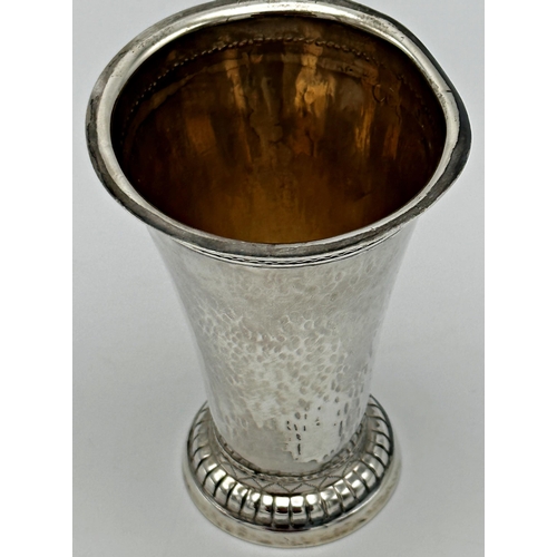 291 - '925' import silver planished tapered beaker, 13.5cm high, 6oz approx