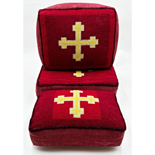 1589 - Matched set of three wool work prayer cushions