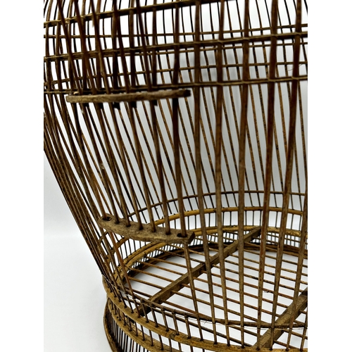 710 - Vintage rattan birdcage, 55cm high