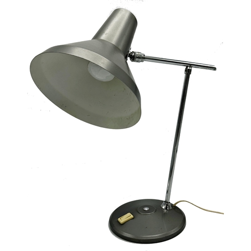 1193 - Continental angular chrome and aluminium desk lamp, 42cm high