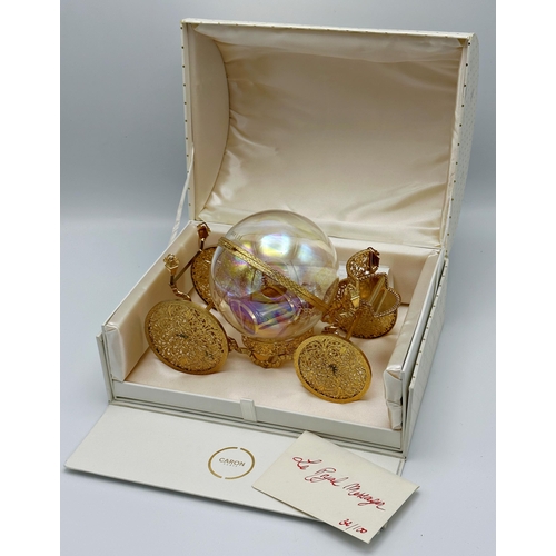 384 - Caron-Royal Messager limited edition 32/100 perfume bottle within a gilt carriage with box and paper... 