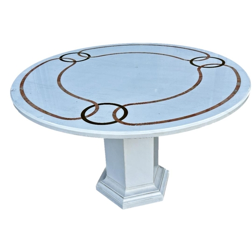 1037 - Italian possibly Sienna circular marble table with octagonal column base, 76.5cm high x 122cm diamet... 