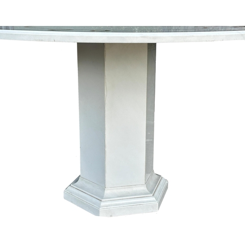 1037 - Italian possibly Sienna circular marble table with octagonal column base, 76.5cm high x 122cm diamet... 