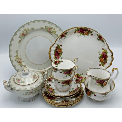 482 - Royal Albert 'Old Country Roses' part tea service, missing teapot and a side plate, with a further A... 