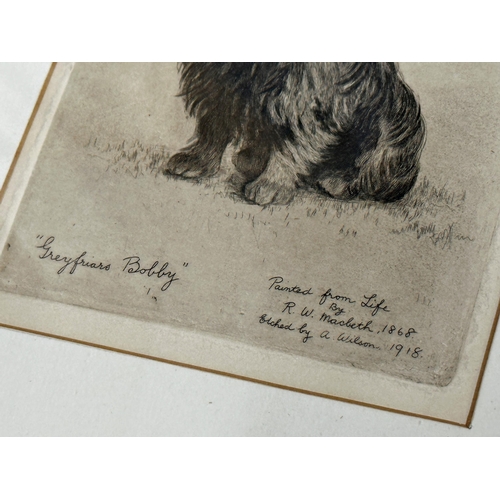 1532 - Alex Wilson after R W Macbeth - 'Greyfriars Bobby', painted from life, black and white etching, 15 x... 