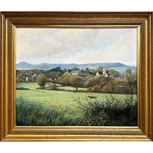 1549 - Berrisford Hill (b.1930) - expansive rural landscape with a fox stalking pheasants, signed and dated... 