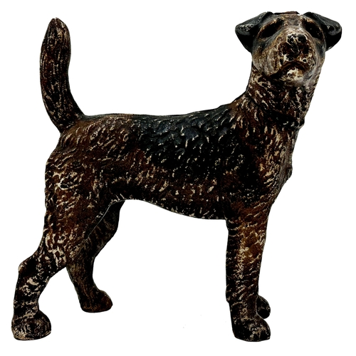 611 - Good quality Antique Hubley American cast iron study of a standing terrier, with original paint, 22 ... 