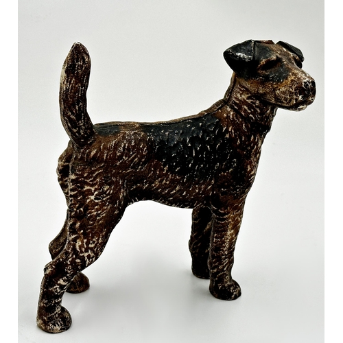 611 - Good quality Antique Hubley American cast iron study of a standing terrier, with original paint, 22 ... 