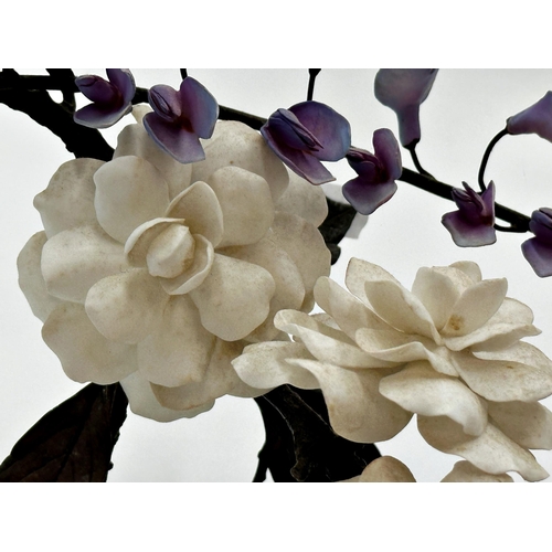 418 - Boehm bisque porcelain floral spray, with metal leaves and stem, 35cm long