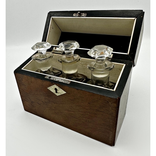 494 - Antique gentleman's travelling boxed set of three cologne bottles