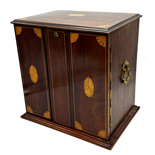 732 - Inlaid mahogany two door, three drawer table cabinet. H 33cm, W 31cm, D 23cm