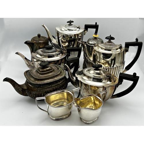 342 - A large collection of various silver plated teawares to include an Art Deco ball shaped three piece ... 