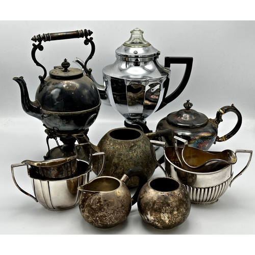 342 - A large collection of various silver plated teawares to include an Art Deco ball shaped three piece ... 