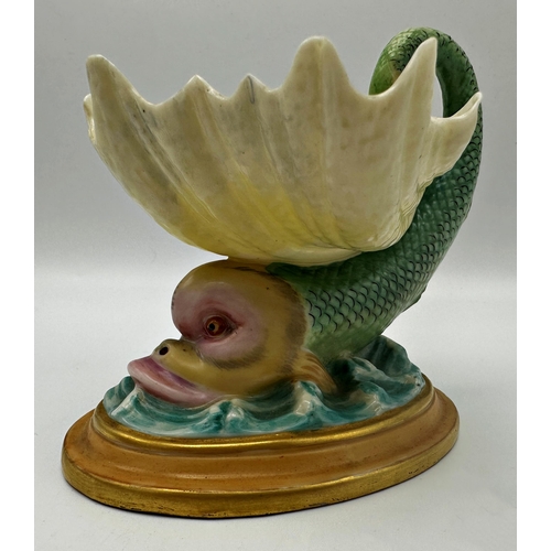 486 - Possibly by Royal Worcester porcelain dolphin dish, 11cm high