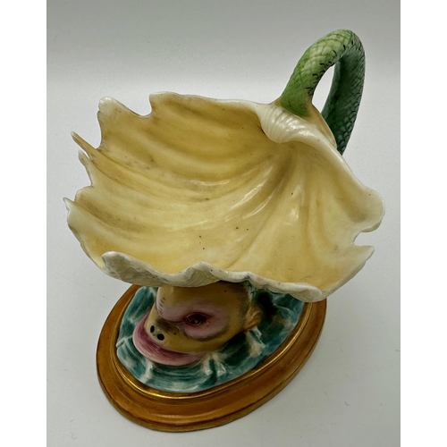 486 - Possibly by Royal Worcester porcelain dolphin dish, 11cm high