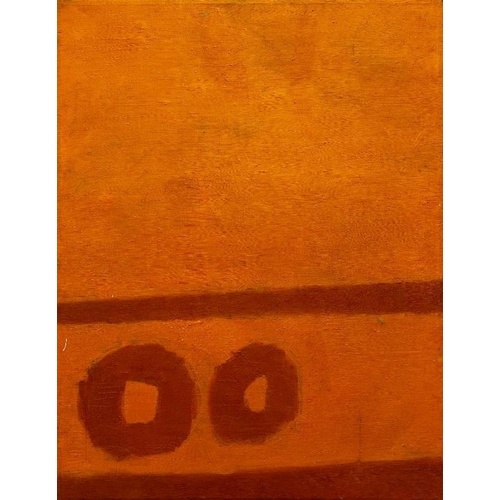 1264 - Mid 20th century school - Orange abstract, indistinctly singed verso, oil on canvas, 102 x 80cm