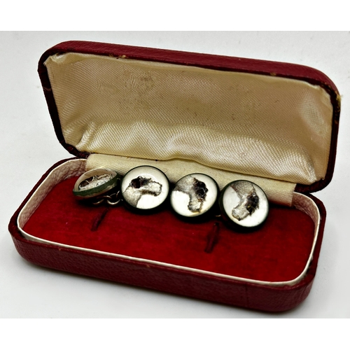 108 - Pair of chrome and Essex crystal intaglio cufflinks, set with Foxhound heads