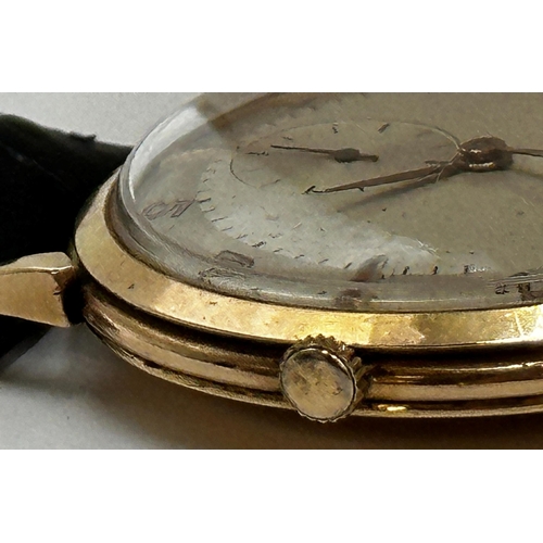 1 - Vintage 18ct Omega Automatic gents watch, 38mm case, champagne dial with gilt hand and numerals, sub... 