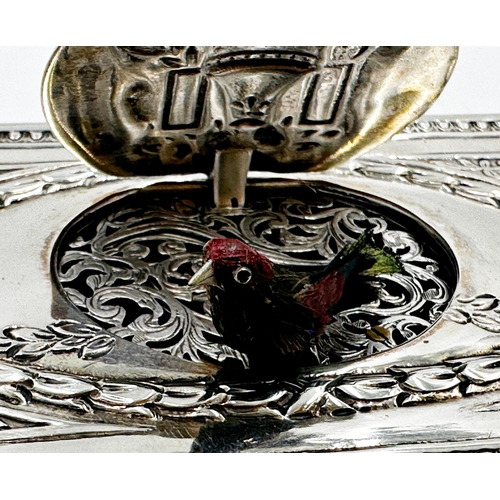 63 - Karl Griesbaum - exceptional quality '925' silver Singing Bird Automata Music Box, in full working o... 