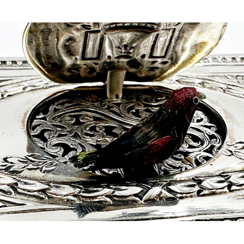 63 - Karl Griesbaum - exceptional quality '925' silver Singing Bird Automata Music Box, in full working o... 
