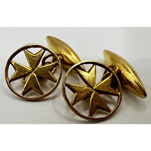 161 - Pair of 18ct Maltese Cross cufflinks, 3g