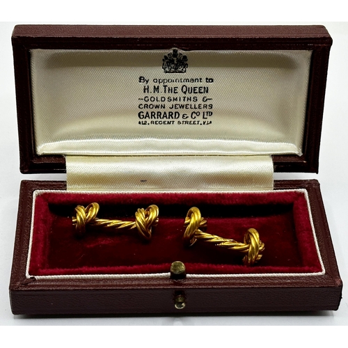 176 - Pair of 9ct Asprey & co cast novelty cufflinks in the form on knotted string, stamped Asprey, 2.6cm ... 