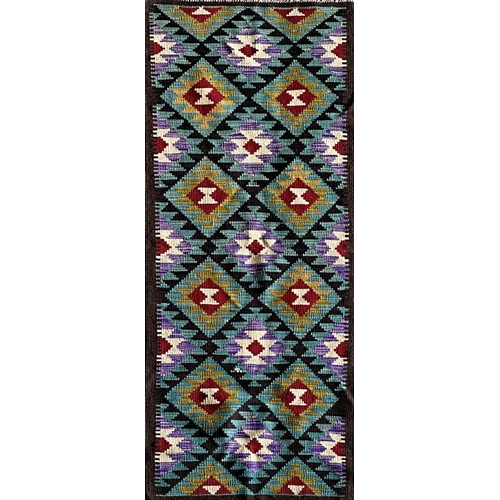 1574 - Colourful Kelim or Kilim runner, L210 x W68.5cm