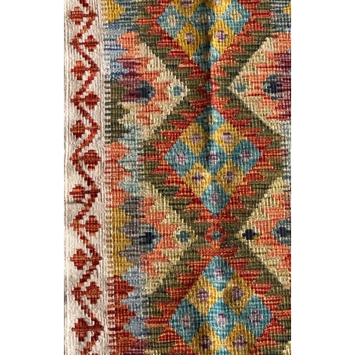 1575 - Colourful Kelim or Kilim runner, L199 x W60cm