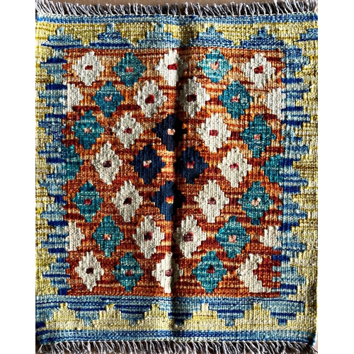 1576 - Small Colourful Kelim or Kilim rug, L57 x W49cm