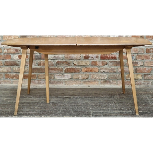 1223 - Vintage Ercol Grand Windsor light elm pull out extending dining table, 71cm high x 154cm long x 84cm... 