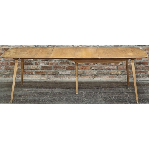 1223 - Vintage Ercol Grand Windsor light elm pull out extending dining table, 71cm high x 154cm long x 84cm... 