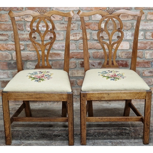 Pair of antique Chippendale style dining chairs, 96cm high x 54cm wide