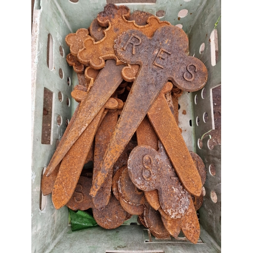 1077 - Quantity of antique cast iron grave markers, (25)