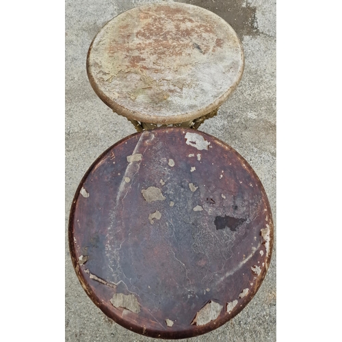 1092 - A pair of gilt cast iron 'Britannia Head' pub tables with gilt painted finish, 72cm high x 61cm diam... 