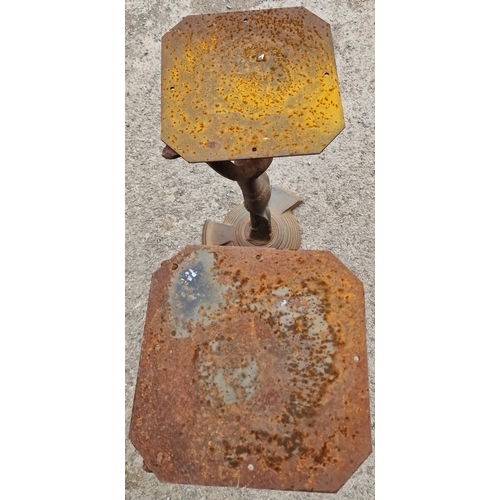 1096 - A pair of Art Deco Egyptian Revival cast iron table bases, 71cm high (2)