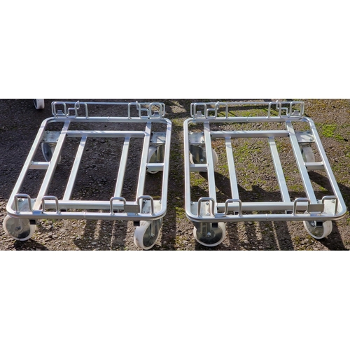 1103 - Pair of tubular steel dolly's/skates with swivel wheels, 20cm high x 82cm wide x 60cm deep (2)