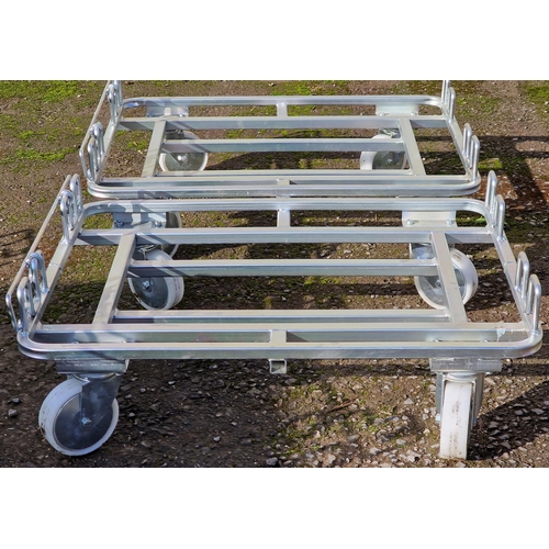 1103 - Pair of tubular steel dolly's/skates with swivel wheels, 20cm high x 82cm wide x 60cm deep (2)