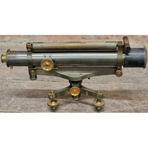 734 - Antique theodolite signed 'Troughton and Simms of London' with carry box and tripod stand