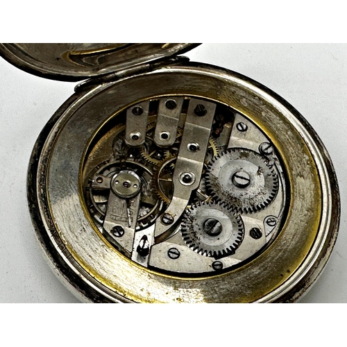 28 - Military silver cased pocket watch inscribed 'From the boys to Sergeant Mac', 45mm case, 48.9g gross