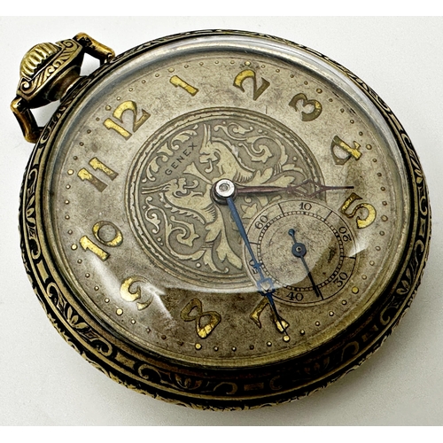 29 - Genex pocket watch, unicorn movement, 45mm gold filled case