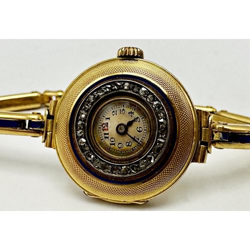 31 - Early 20th century 18ct Wilsdorf & Davis (Rolex) cocktail watch, 24mm cased, champagne dial with Ara... 