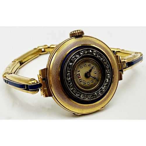 31 - Early 20th century 18ct Wilsdorf & Davis (Rolex) cocktail watch, 24mm cased, champagne dial with Ara... 