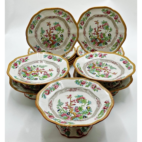 443 - Collection of Ashworth Bros ironstone dessert wares comprising twelve plates and five comports, all ... 