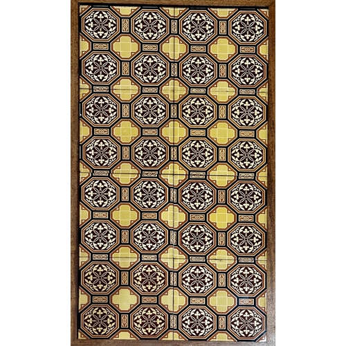 463A - Victorian ceramic floor tile picture, probably by Minton, 80 x 40cm, framed