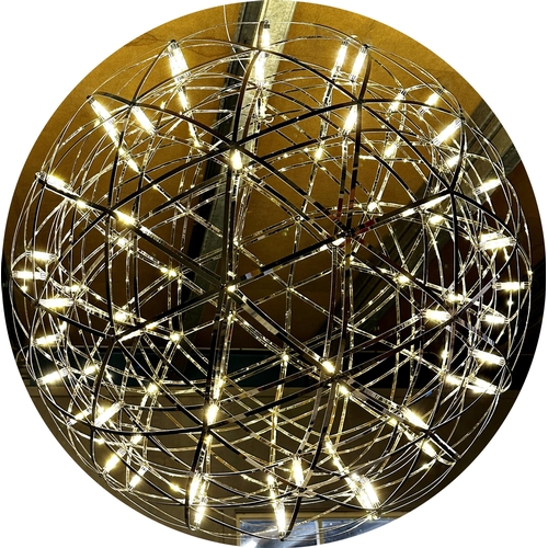 1197 - Large and impressive contemporary chrome spherical ceiling light, litted with numerous LED bulds, be... 