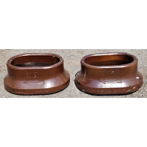 1116 - A pair of 19th century salt glazed Golfing divet pots with drainage holes signed Knowles and Darwen ... 