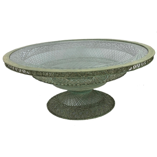 1121 - Russell Woodard (American 20th century) - Large spun fibreglass garden dining table, 75cm high x 188... 