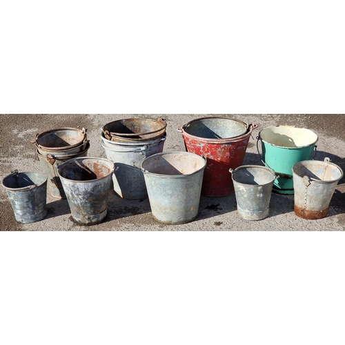 1110 - Collection of fourteen vintage galvanised buckets (15)