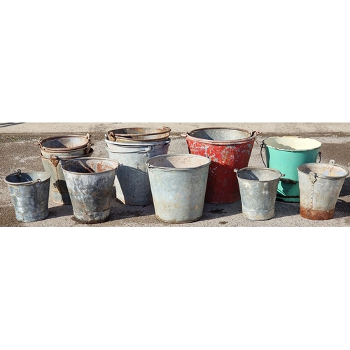 1110 - Collection of fourteen vintage galvanised buckets (15)