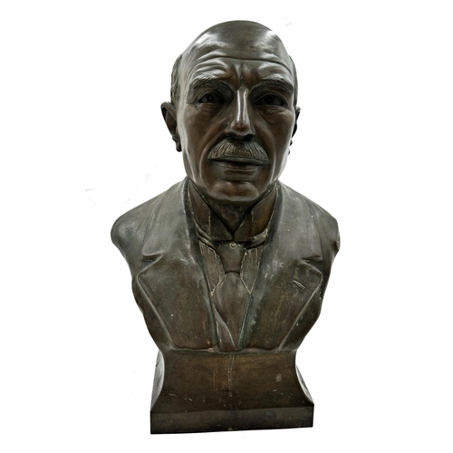 603 - Good quality turn of the century French bronze bust, with 'Made and presented by the staff of the es... 